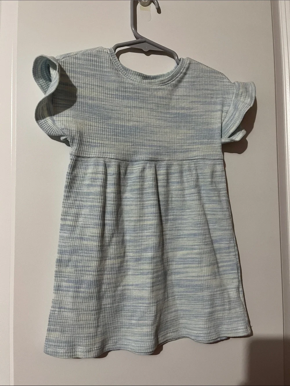 Old Navy Light Blue and Cream Striped Knit Toddler Dress